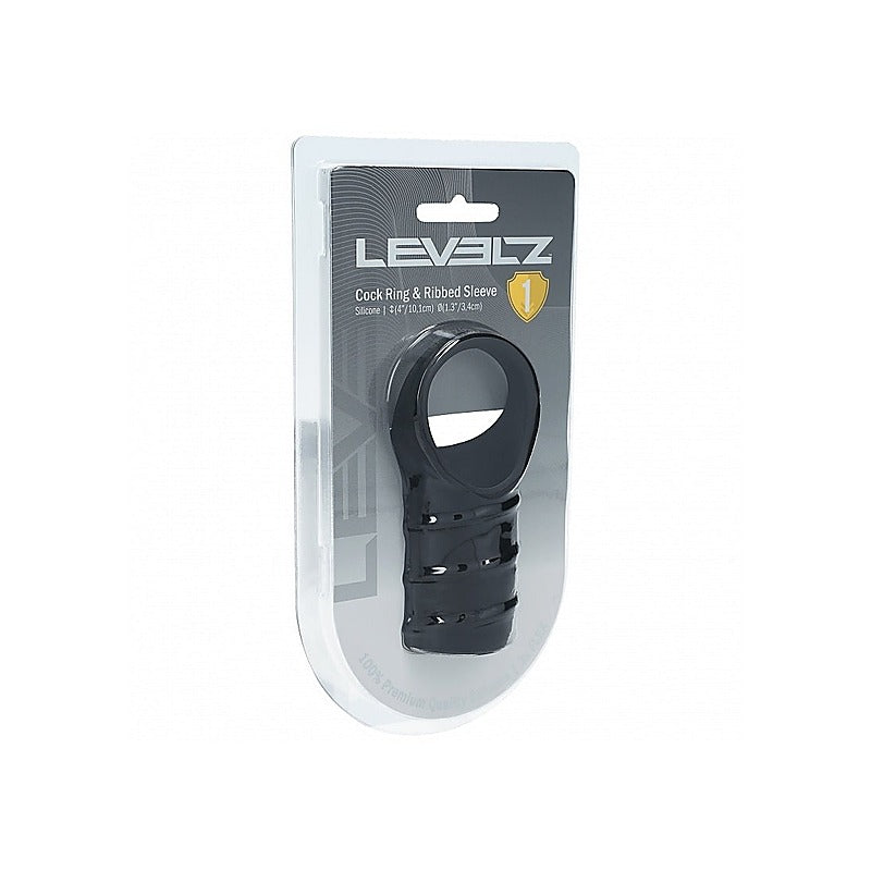 LEVELZ Cock Ring & Ribbed Sleeve Cock Ring with Sleeve - Stretchy Cock Rings