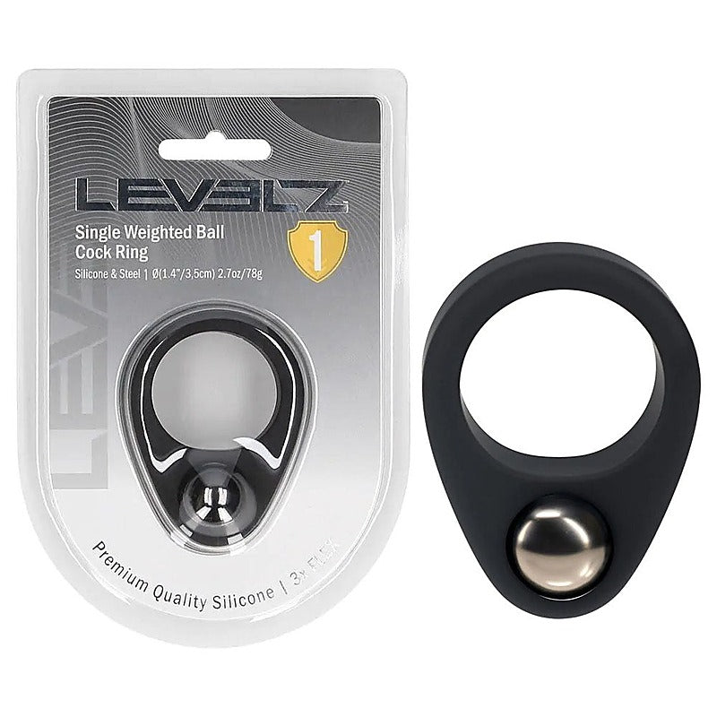 LEVELZ Single Weighted Ball Cock Ring Weighted Cock Ring - Stretchy Cock Rings