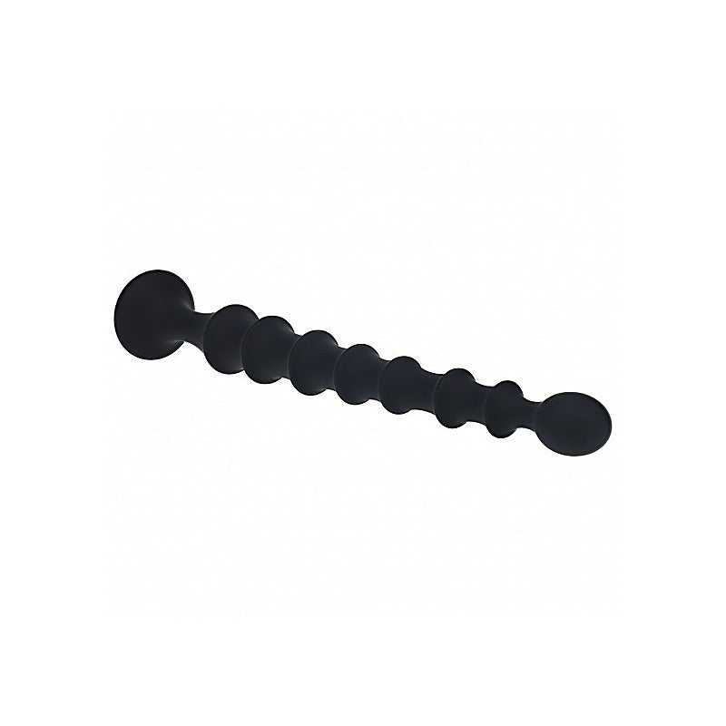 Ribbed Silicone Flared Anal Probe Beads by Shots Toys - Anal Beads and Balls
