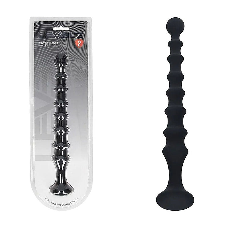 Ribbed Silicone Flared Anal Probe Beads by Shots Toys - Anal Beads and Balls