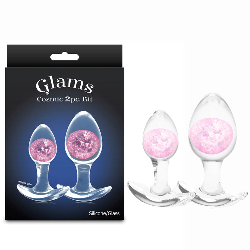 NS Novelties Glams Cosmic Butt Plugs Set of 2 Sizes with Glass Marbles - - Butt Plugs