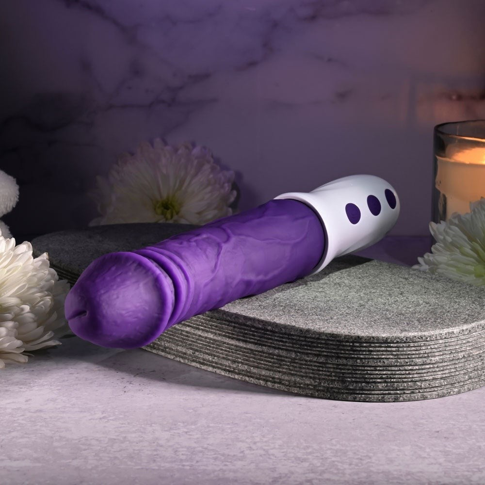 Evolved PLUM THRUST Rechargeable Vibrator with Dual Motor Thrusting Action - - Realistic Dildos