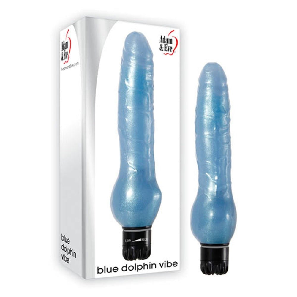 Adam & Eve Blue Dolphin Waterproof Vibrating Dildo for Beginners - - Vibrating Dildos