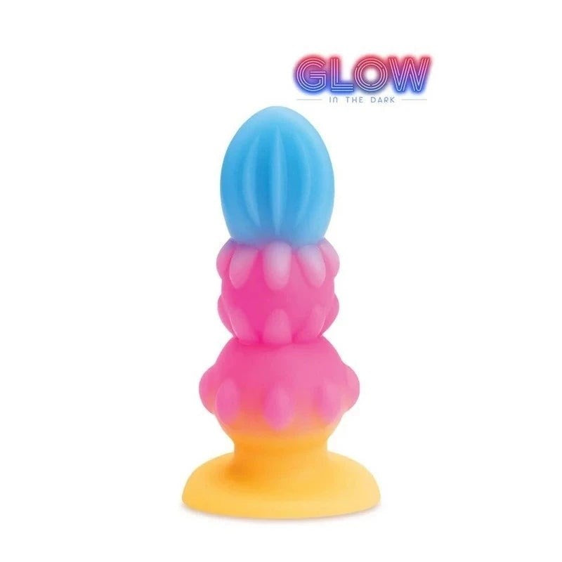 Icon Brands Glow in Dark Alien Pleasure Anal Plug 3 Textured Sections - - Butt Plugs