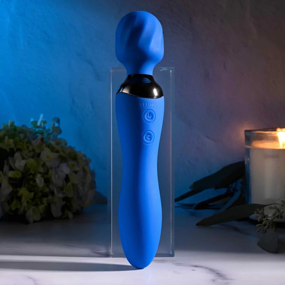 Evolved Selopa BLUE BELLE Dual Pleasure Body Wand Massager 7 Vibrations - - Personal Massagers