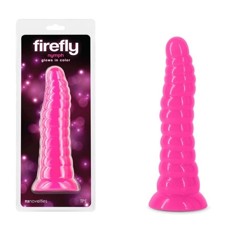NS Novelties Firefly Nymph Glow In Dark Suction Cup Dildo Illuminated TPE - - Anal Dildos