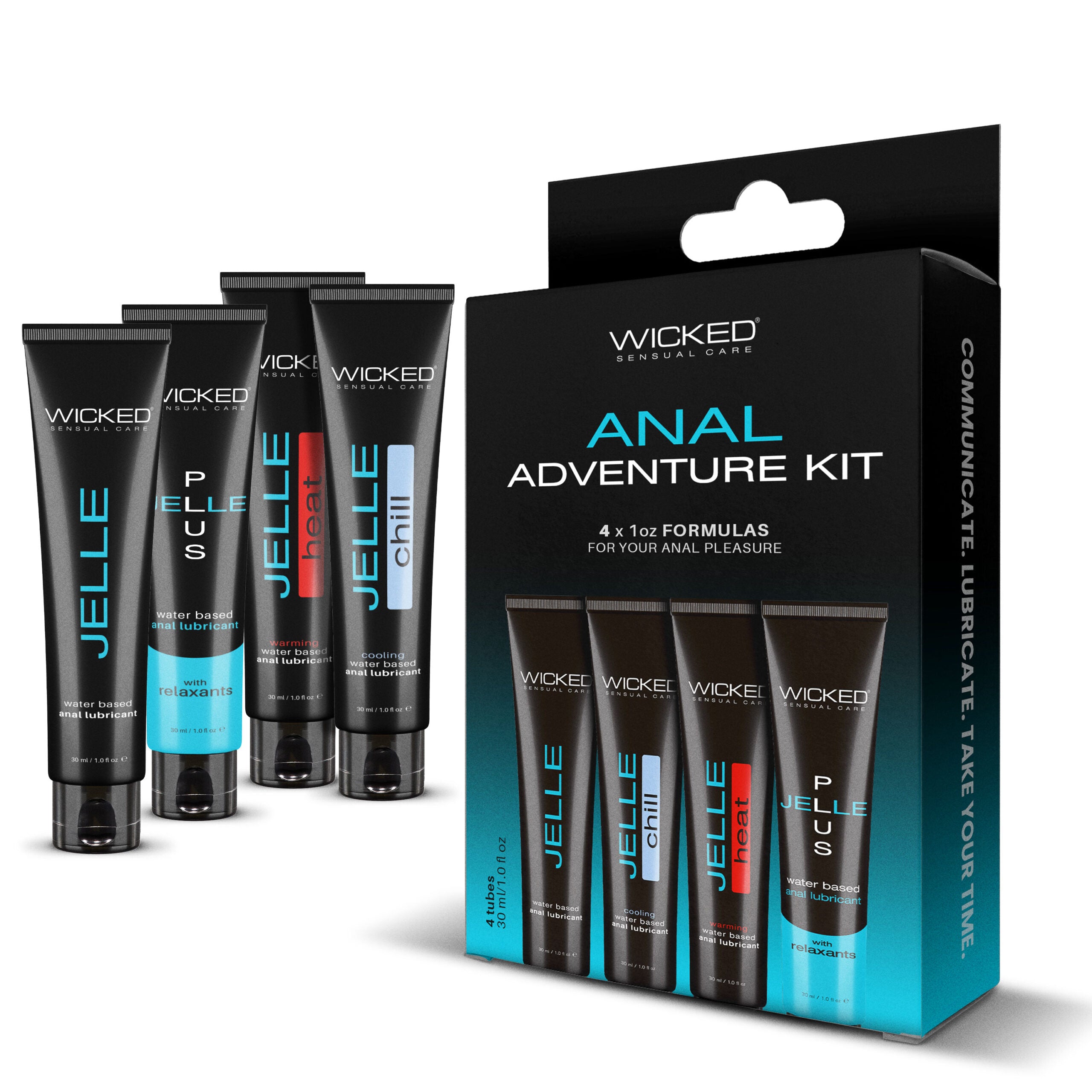 Wicked ANAL ADVENTURE KIT 4 Pack Mixed Jelle Anal Lube 30ml - Anal Lubes