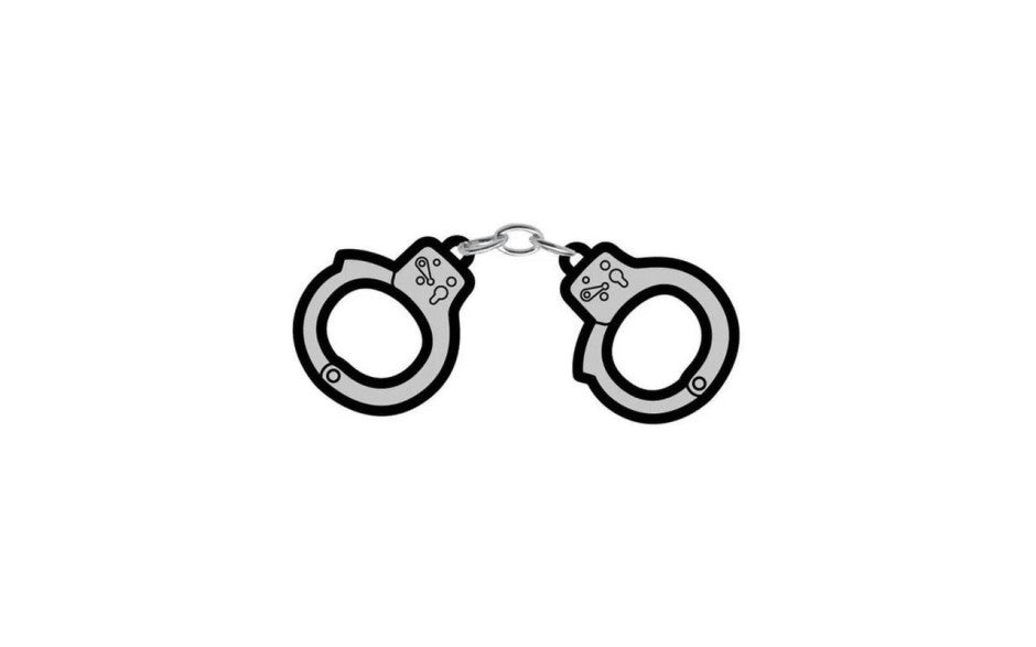 Wood Rocket Bondage Handcuffs Enamel Pin - Silver - Party Gifts and Novelties