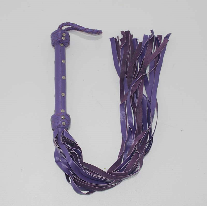 Whiplash Leather Flogger with Handle Your Harder Sex Gear - Purple - Whips And Crops