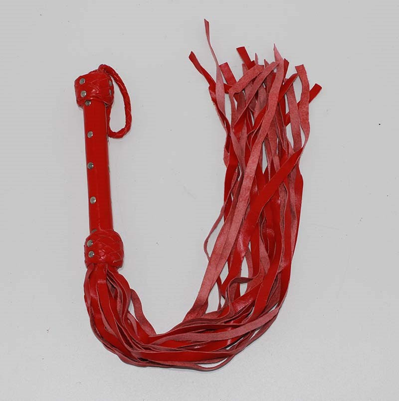Whiplash Leather Flogger with Handle Your Harder Sex Gear - Red - Whips And Crops