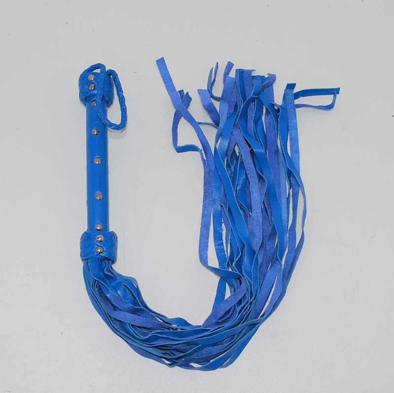Whiplash Leather Flogger with Handle Your Harder Sex Gear - Blue - Whips And Crops