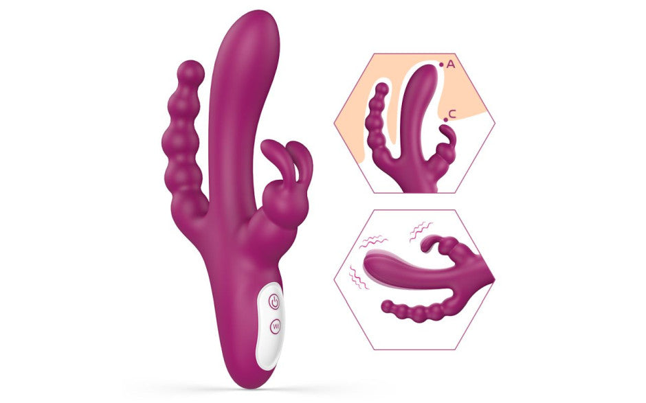 S-Hande Joker Triple Ecstasy Couples Vibrator - Purple - Rabbit Vibrators
