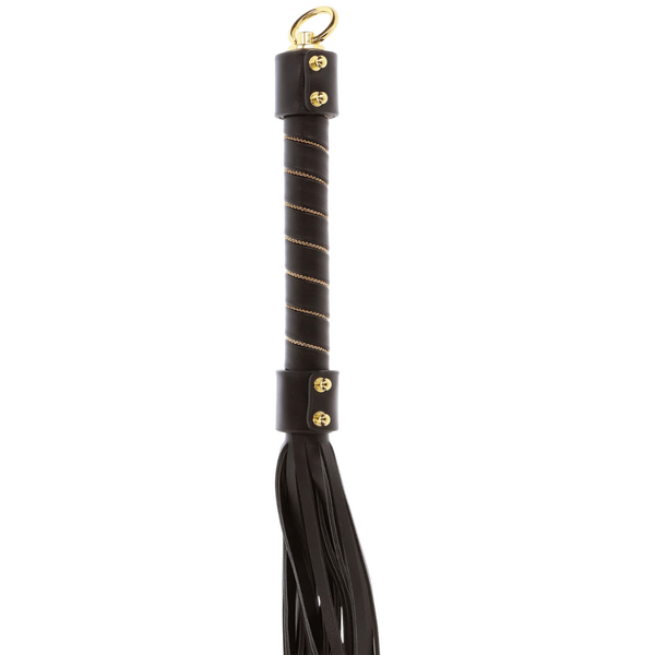 Scala Taboom Vegan PU Leather Studded Whip - Black - Whips And Crops