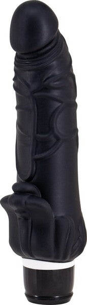 Seven Creations Silicone Classic Viking Vibrating Dildo - Black - Vibrating Dildos