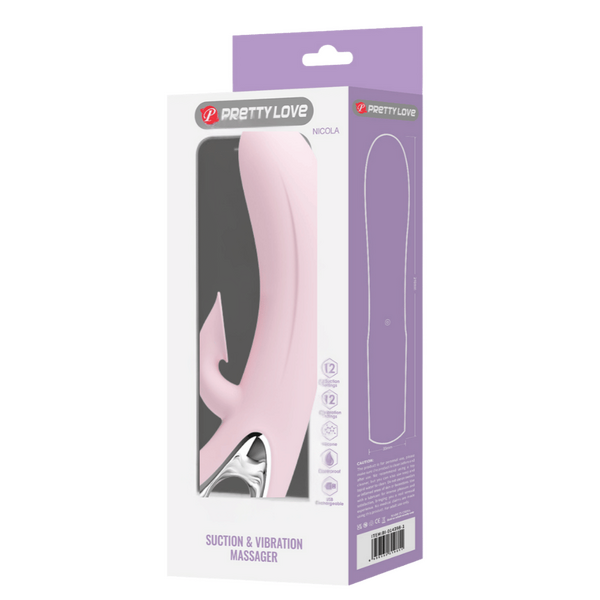 Pretty Love Nicola Rechargeable Silicone Rabbit Vibe - Pink - Rabbit Vibrators