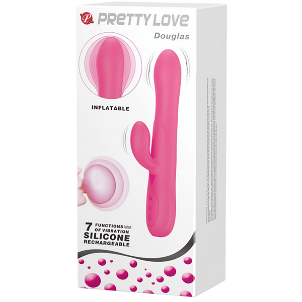 Pretty Love Dennis Rechargeable Inflatable Rabbit Vibe - Pink - Rabbit Vibrators