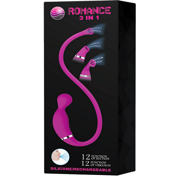 Pretty Love Romance Rechargeable 3 in1 Clit Vibrator - Purple - Clit Ticklers and Pulsators