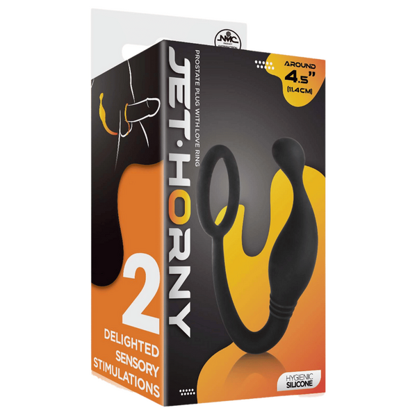 Excellent Power Prostate Plug with Love Ring Black - 4.5 Inches - Prostate Toys