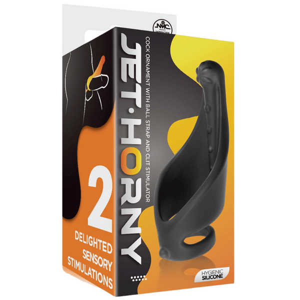 Excellent Power Cock Ring with Strap and Stimulator Black - - Stretchy Cock Rings