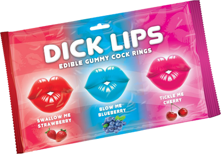 Hott Products Dick Lips Gummy Cock Rings 3 Pack - - Party Gifts and Novelties