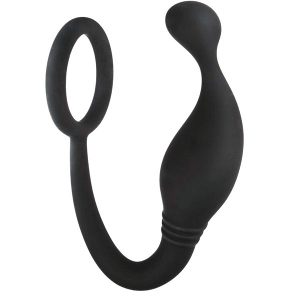 Excellent Power Prostate Plug with Love Ring Black - - Prostate Toys