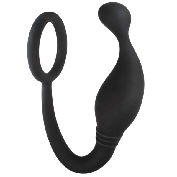 Excellent Power Prostate Plug with Love Ring Black - - Prostate Toys