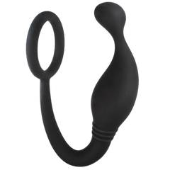 Excellent Power Prostate Plug with Love Ring Black - - Prostate Toys