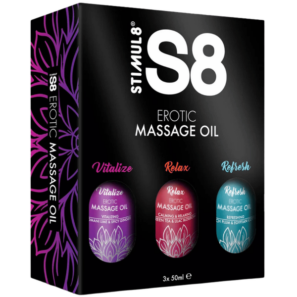 Stimul8 Adult Massage Oil Box (3 x 50 ml) - - Massage Oils and Lubricants