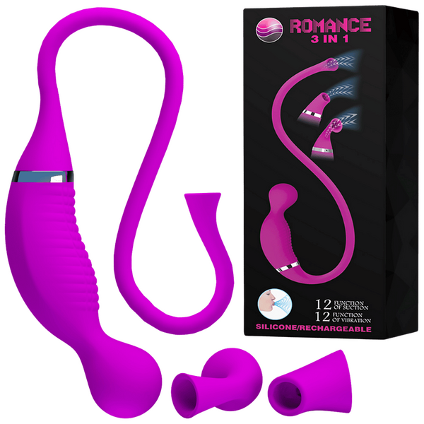 Pretty Love Romance Rechargeable 3 in1 Clit Vibrator - - Clit Ticklers and Pulsators