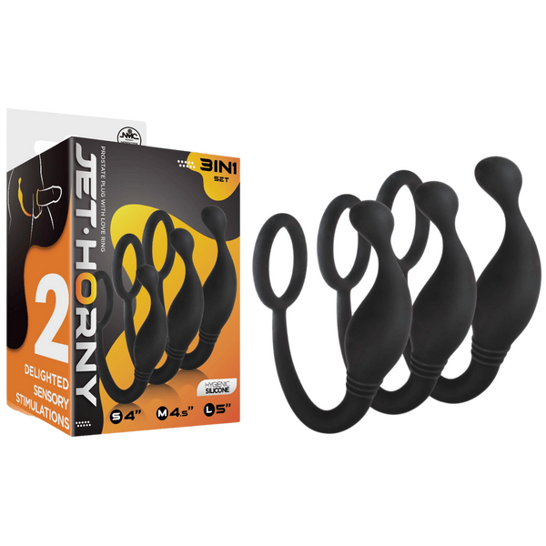 Excellent Power 3 Piece Prostate Plug with Love Ring - - Prostate Toys