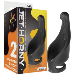 Excellent Power Cock Ring with Strap and Stimulator Black - - Stretchy Cock Rings