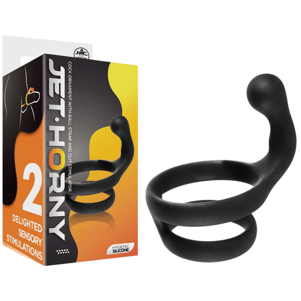 Excellent Power Cock Ring with Clitoral Stimulator Black - - Stretchy Cock Rings