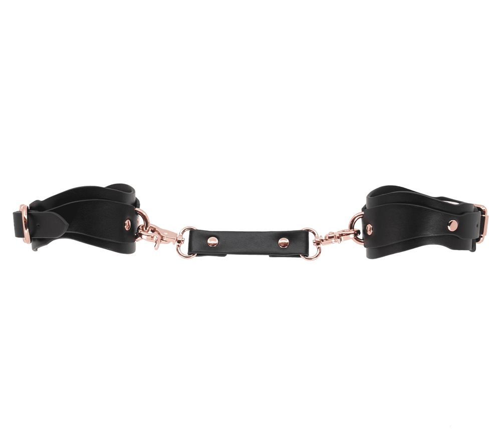 Love In Leather Shaped BDSM Play Wrist Cuffs - Rose Gold - Cuffs And Restraints