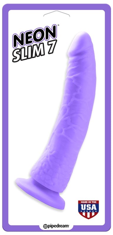 Pipedream Products Neon Slim 7 Tapered Tip Realistic Dildo with Suction Cup - - Remote Control Vibrators