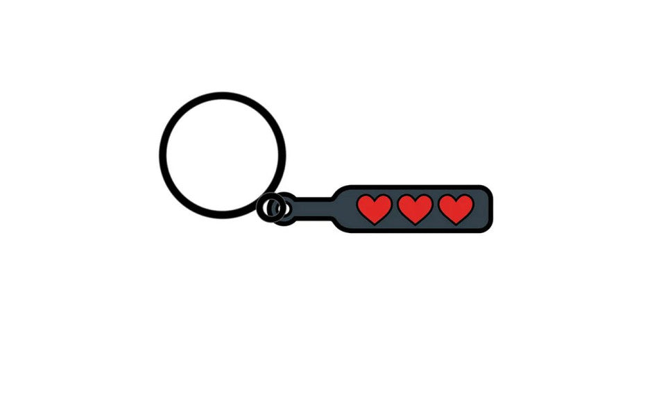 Wood Rocket Adult Party Hearts Paddle Keychain - Black - Party Gifts and Novelties