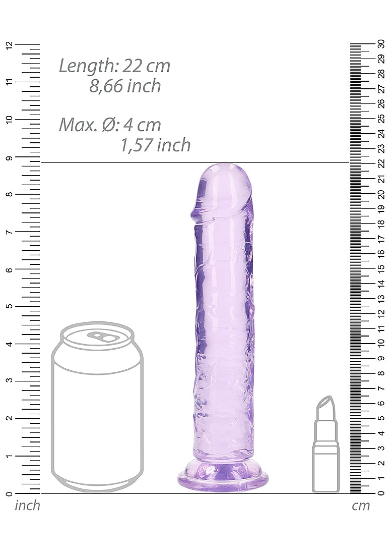 Realrock Crystal Clear 8 Inch No Balls Straight Dildo - - Realistic Dildos