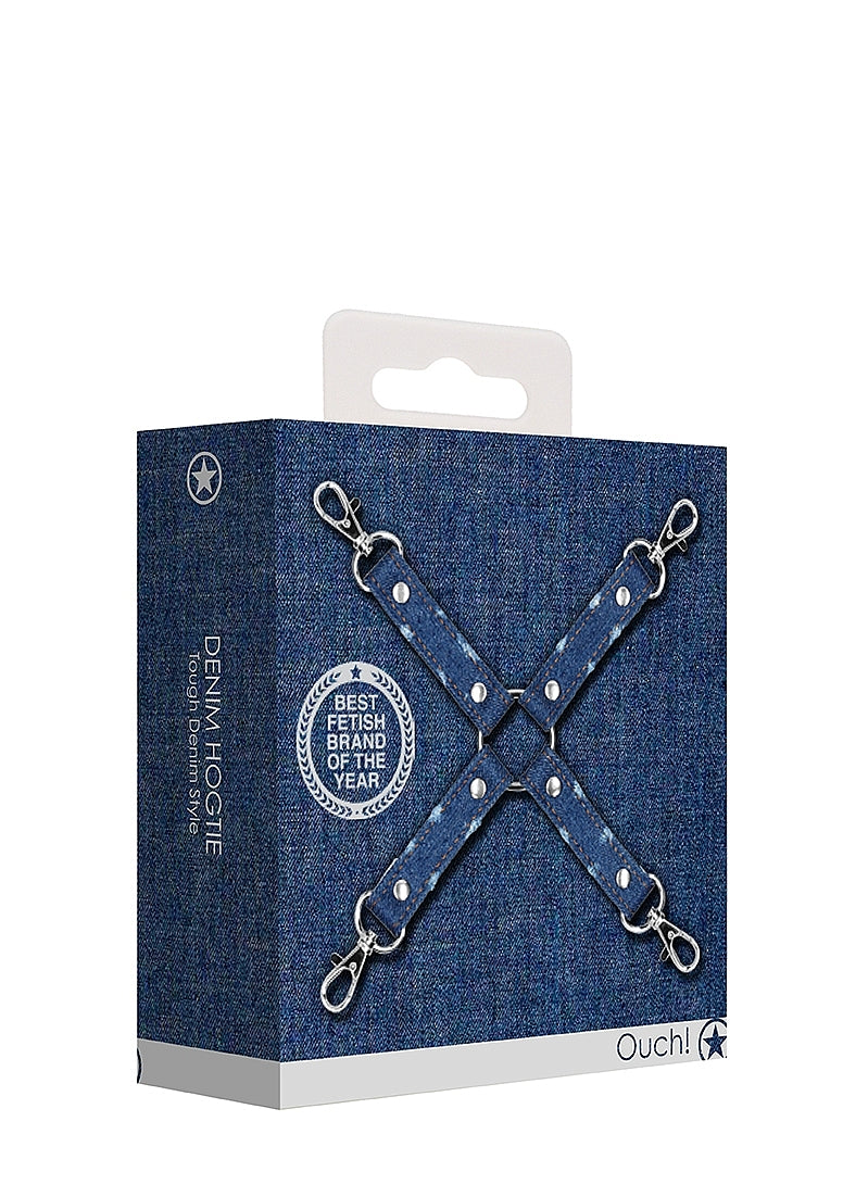 Shots Toys Roughend Denim Style Fetish Play Hogtie - - Cuffs And Restraints