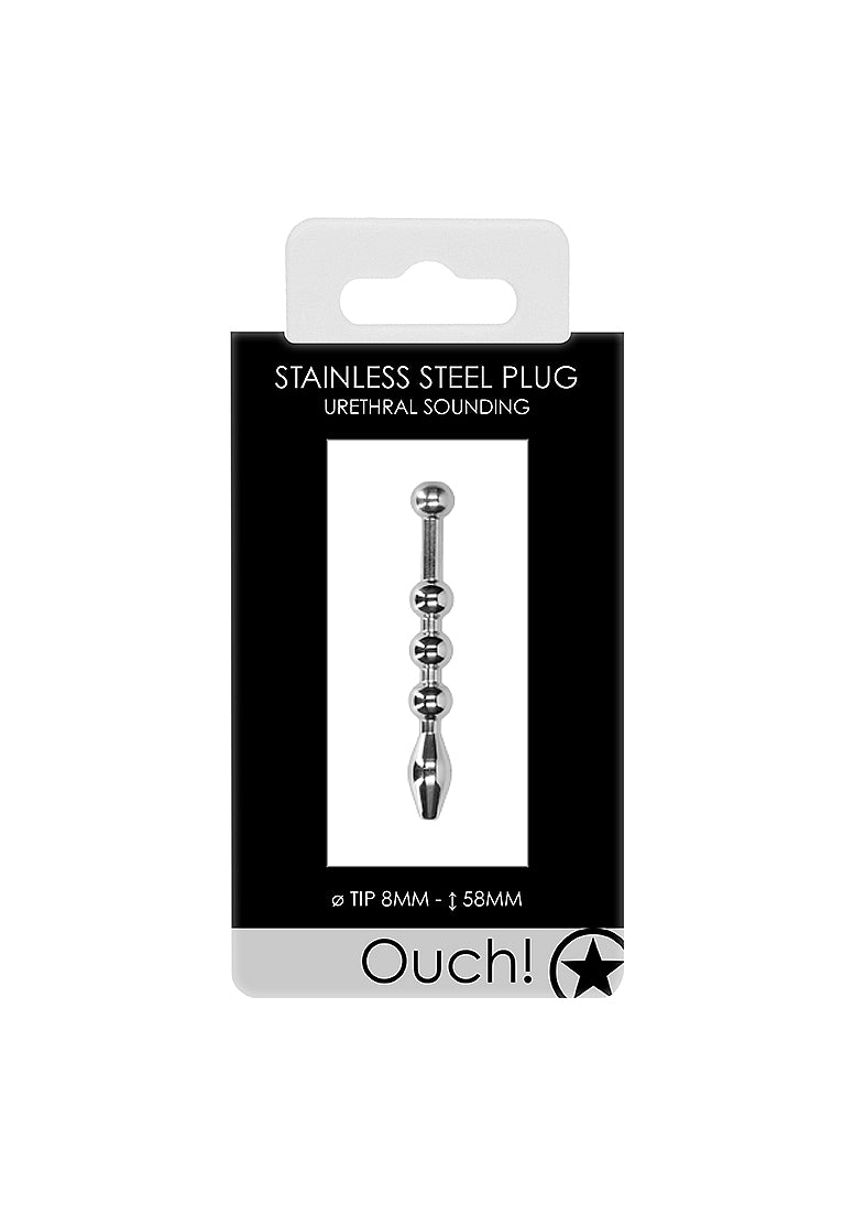Shots Toys Urethral Sounding Solid Metal Plug 8 mm - Urethral Sounds
