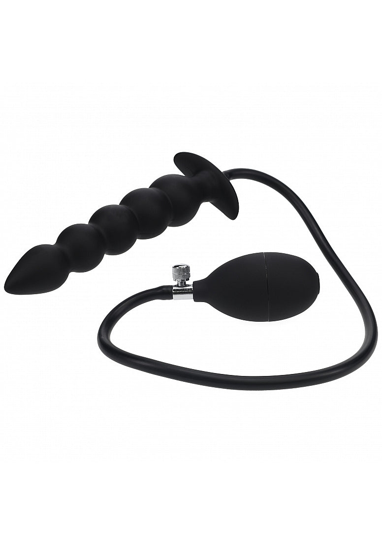 Shots Levelz Beaded Inflatable Silicone Anal Plug - Black - Butt Plugs