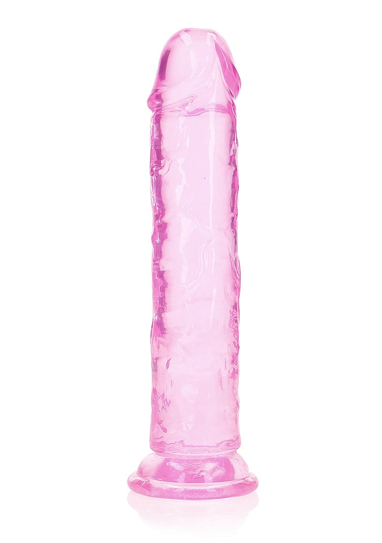 Realrock Crystal Clear 8 Inch No Balls Straight Dildo - Pink - Realistic Dildos