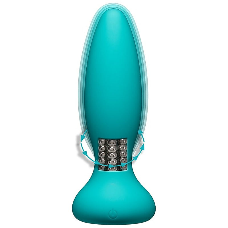 Doc Johnson A Play Rimmer Rechargeable Silicone Anal Butt Plug with Rotating Ridges - Clit Ticklers and Pulsators