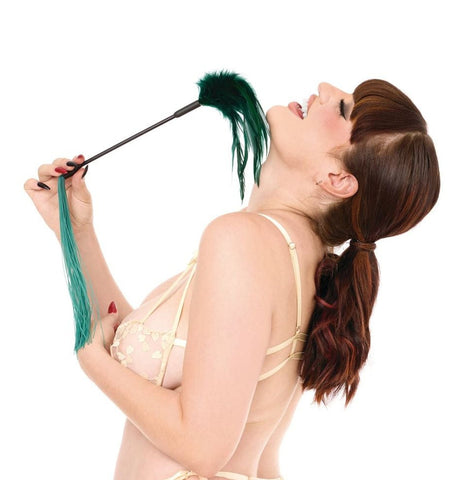Sex & Mischief Indica Feather Tickler Whip Green - Whips And Crops