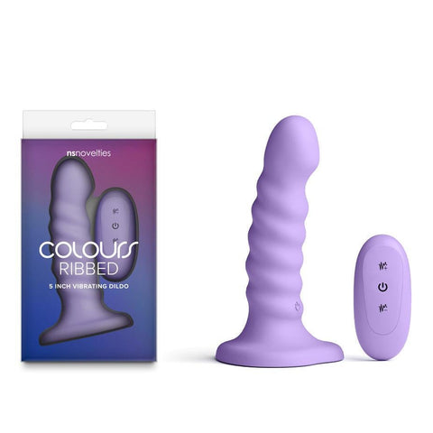 NS Novelties Colours Ribbed 5 Inch Vibrating Silicone Dildo