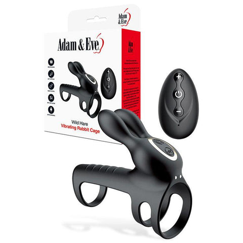 Adam & Eve WILD HARE Remote Control Vibrating Penis Cage - Male Chastity