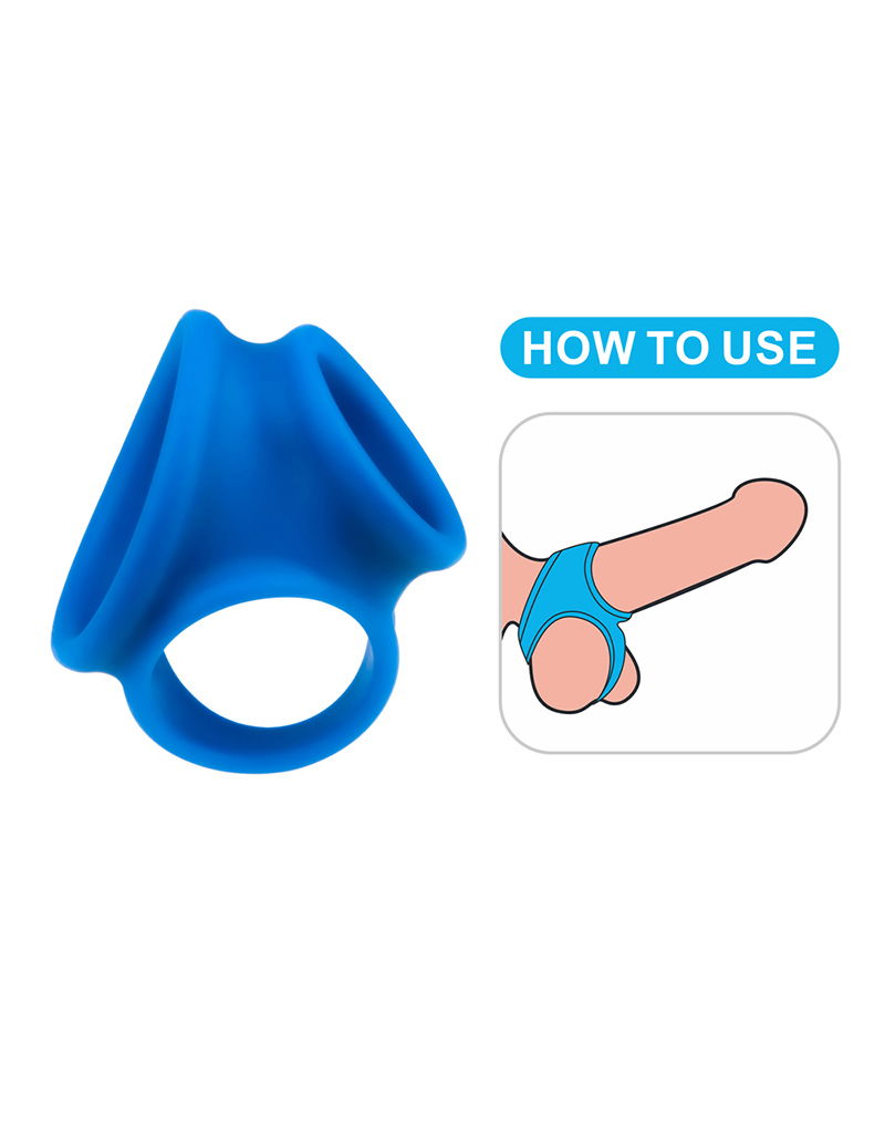 Lovetoy Pinnacle Pro Trio Grip Enhancer Mens Cock and Balls Ring Blue - Ball and Cock Toys