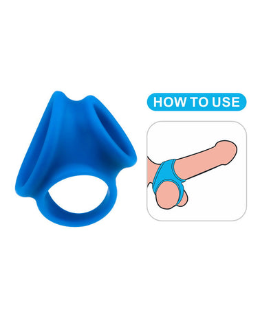 Lovetoy Pinnacle Pro Trio Grip Enhancer Mens Cock and Balls Ring Blue - Ball and Cock Toys