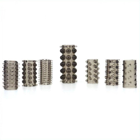 BDStyle 7 In 1 Penis Sleeve Set Multiple Textures for Enhanced Stimulation - Cock Rings