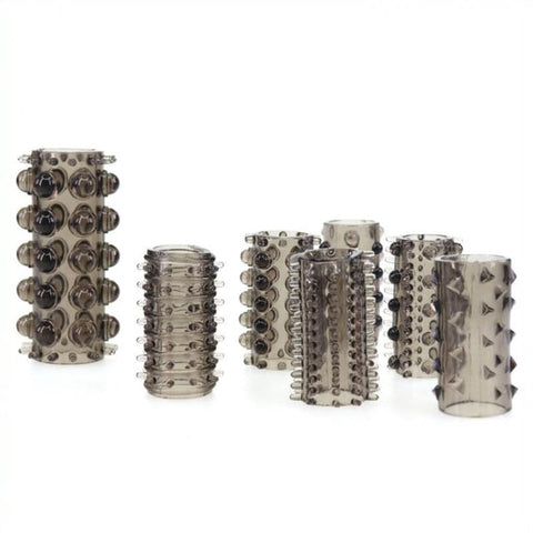 BDStyle 7 In 1 Penis Sleeve Set Multiple Textures for Enhanced Stimulation - Cock Rings