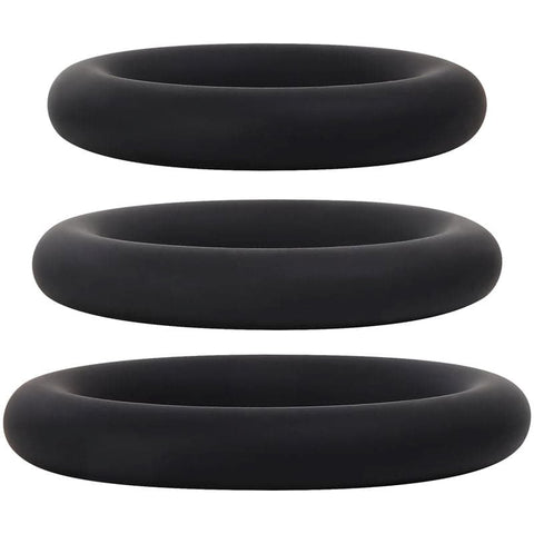 Unleash Desire Adam & Eve Black Penis Ring Trio with Three Sizes - Cock Ring Sets