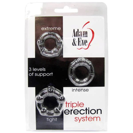 Adam & Eve Triple Erection System - - Stretchy Cock Rings
